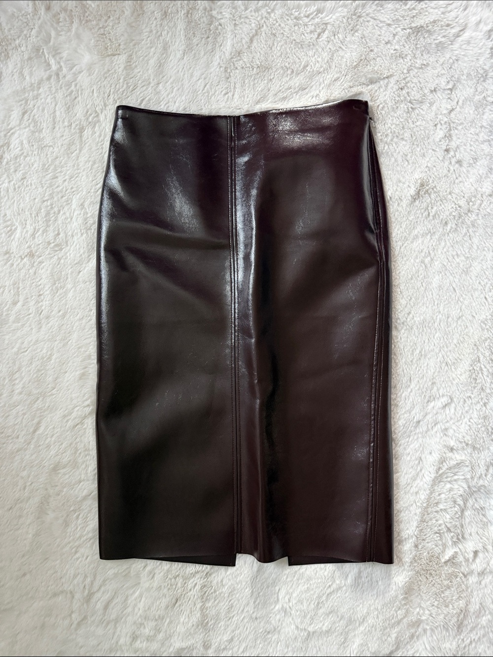 H&M Faux Leather Pencil Skirt in Dark Brown